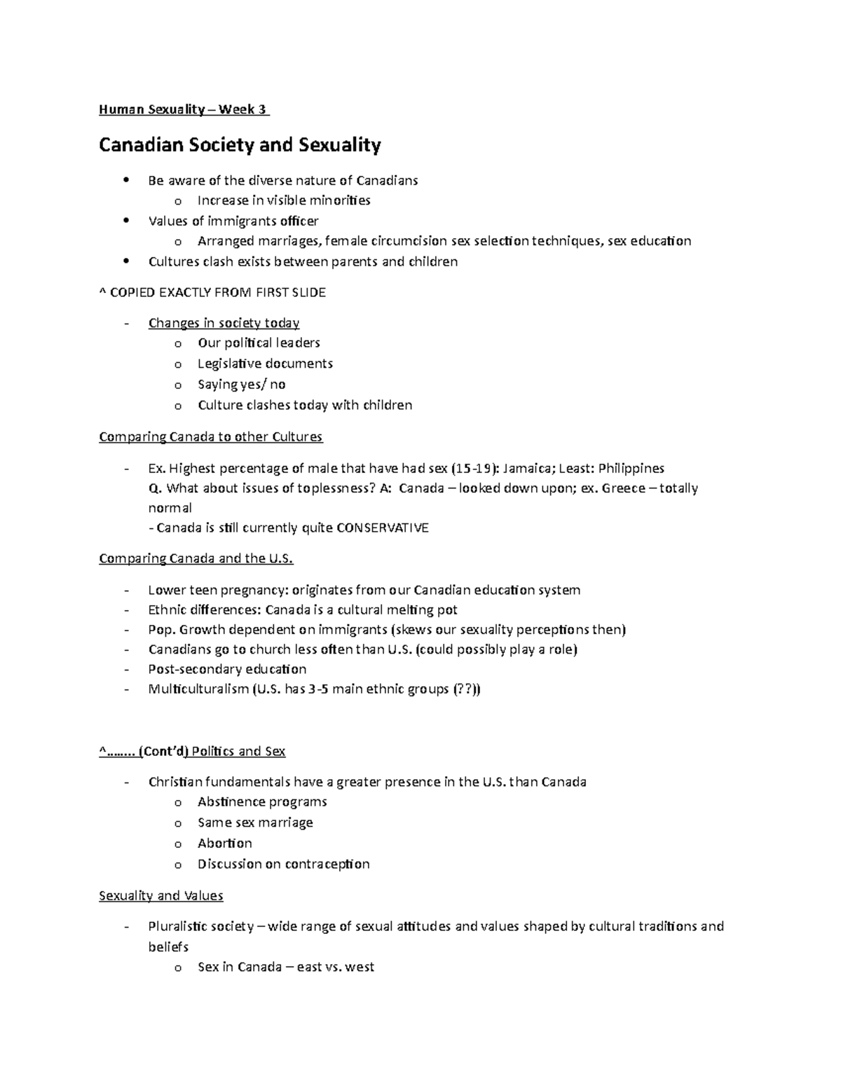 Lecture notes, lectures 2 - tulsie raghubir - Human Sexuality Week 3 ...