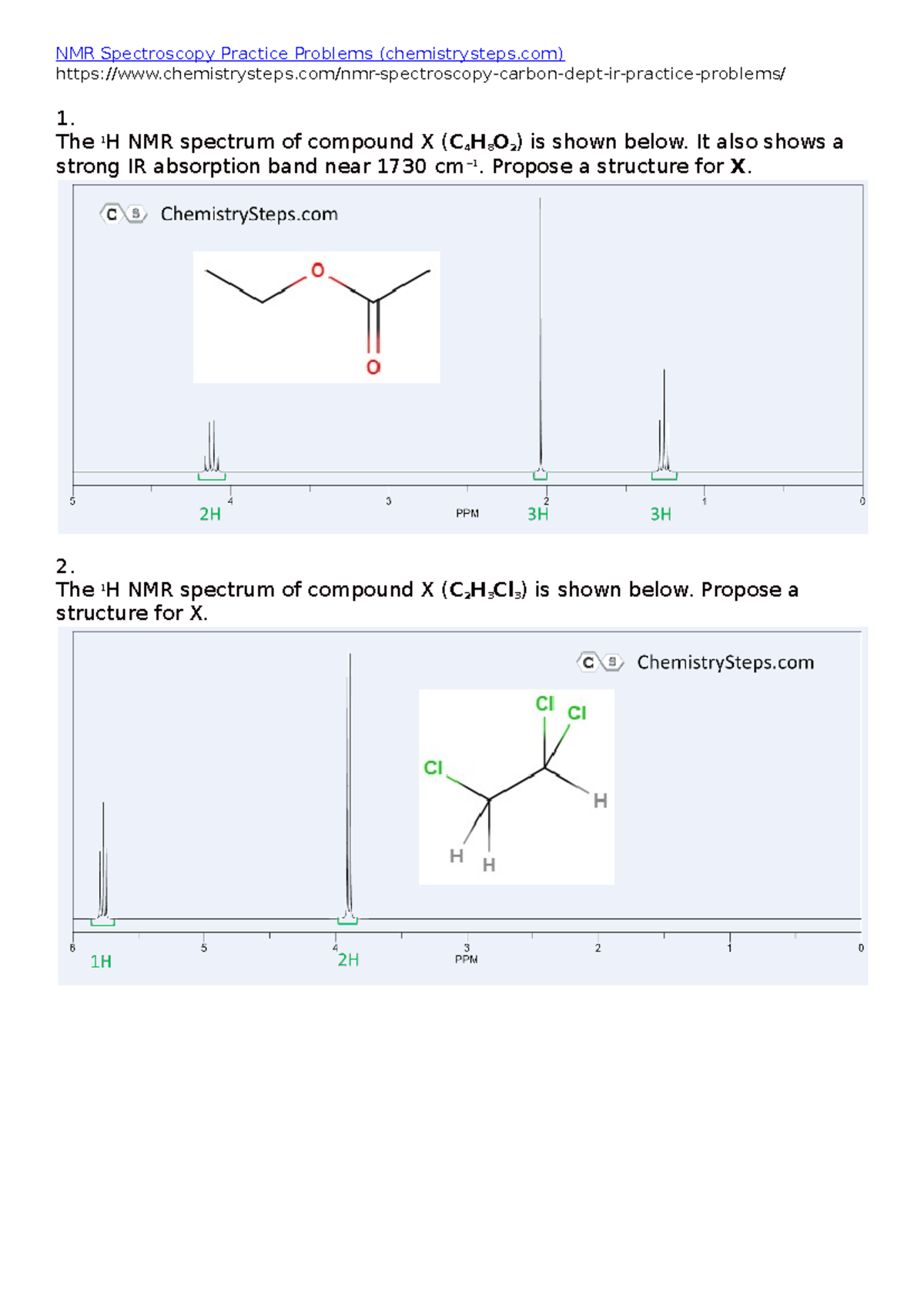 01 NMR Practice Qs Answers - NMR Spectroscopy Practice Problems ...