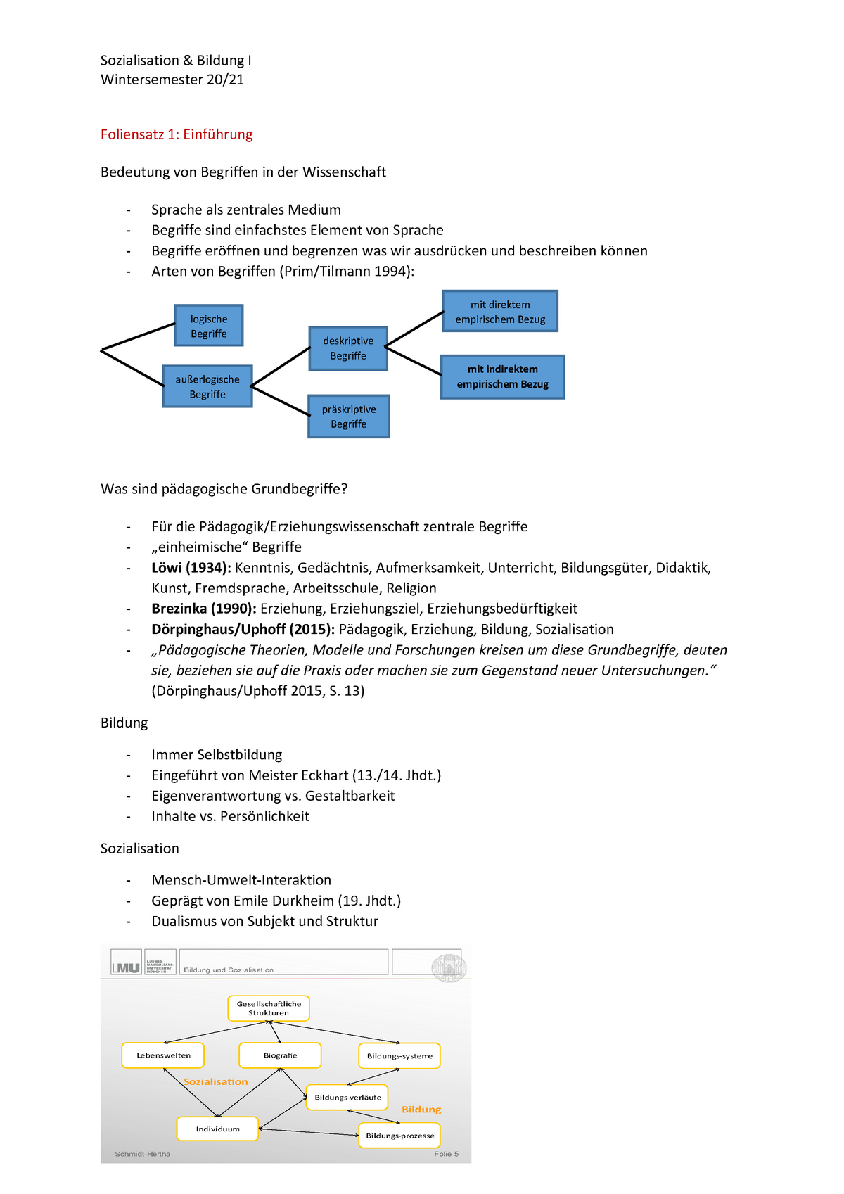 Sozialisation Bildung I WiSe 20/21 - Wintersemester 20/ Foliensatz 1 ...