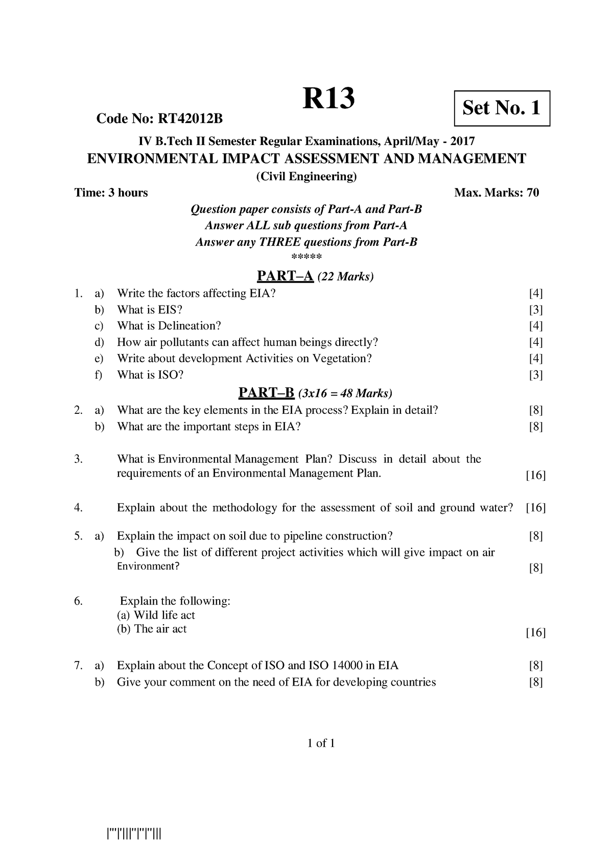 EIA Question Papers Code No RT42012B R IV B II Semester