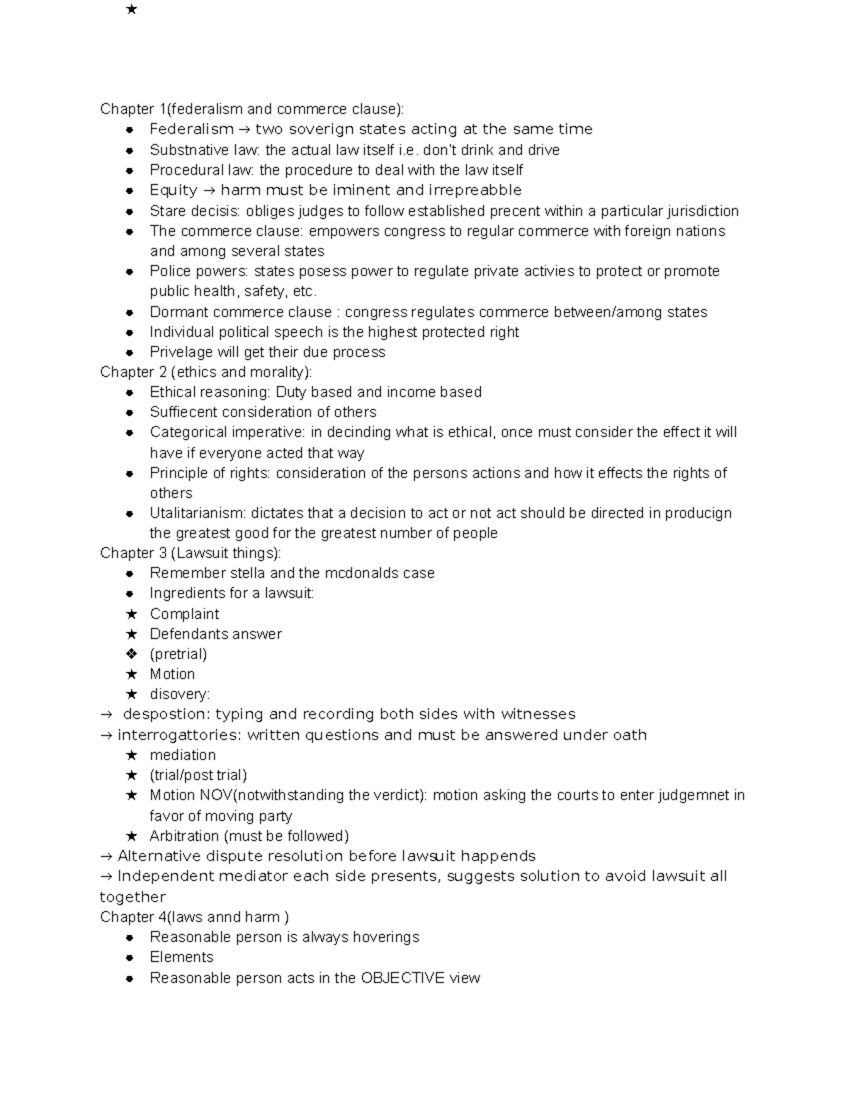 Business Law - Lecture notes 1-5 - ★ Chapter 1(federalism and commerce ...