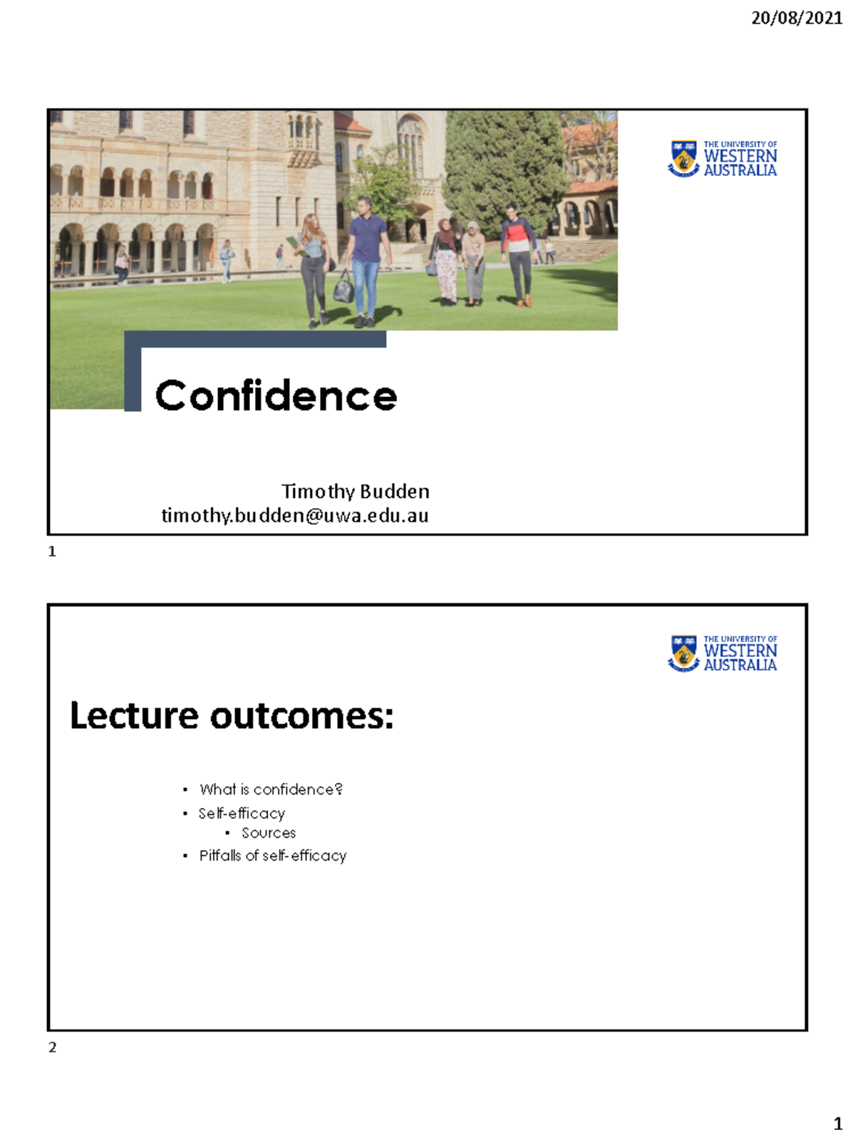 1.5 Confidence slides only - Confidence Timothy Budden timothy@uwa.edu ...