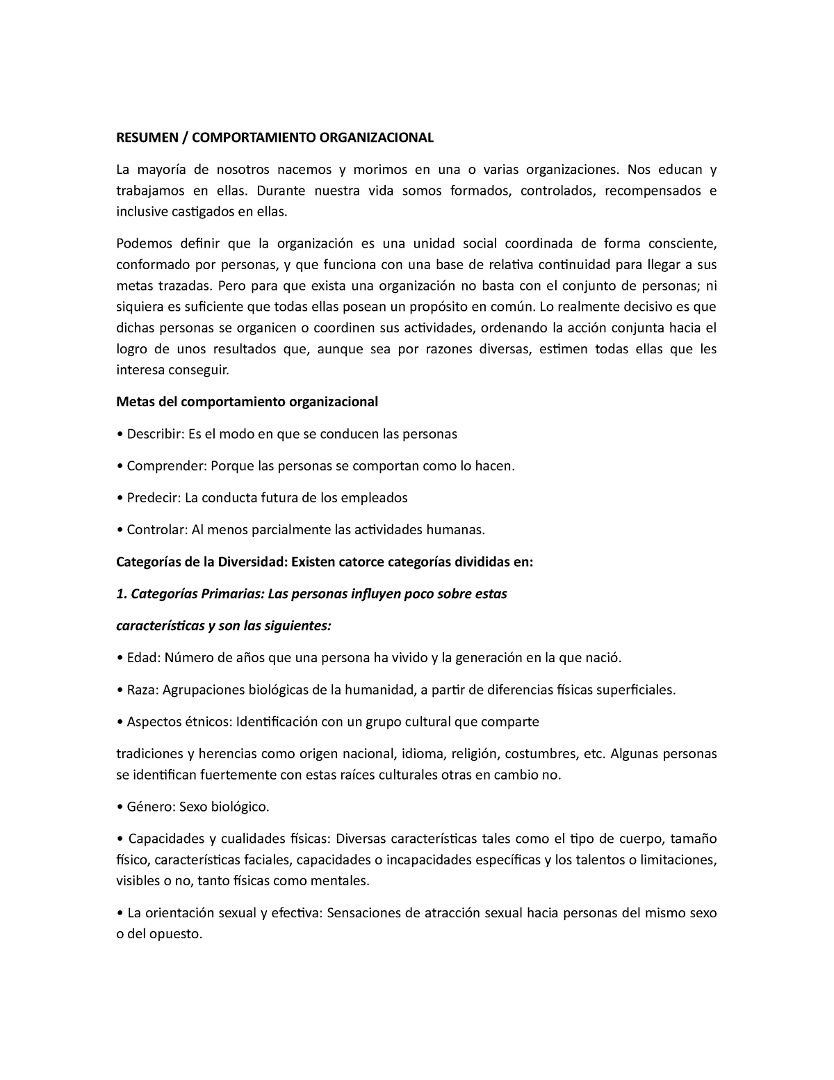 Resumen Comportamiento Organizacional Unah - RESUMEN / COMPORTAMIENTO ...