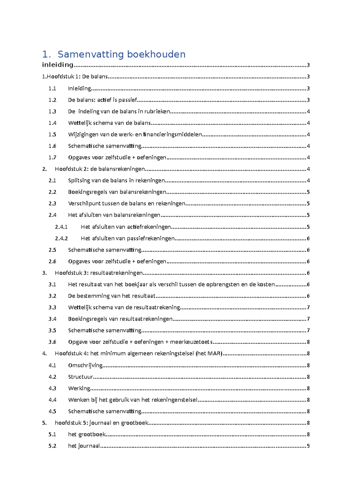 Samenvatting Boekhouden - 1. Samenvatting Boekhouden - Studocu