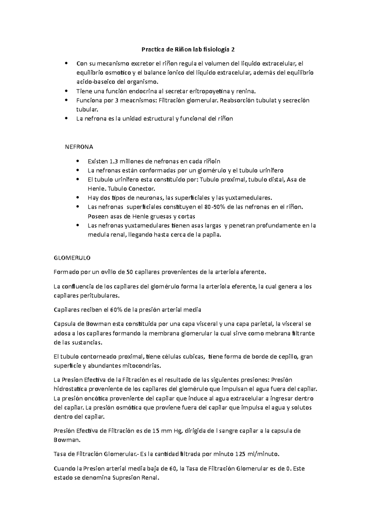 Practica de Riñon lab fisiología 2 - Practica de Riñon lab fisiología 2 ...