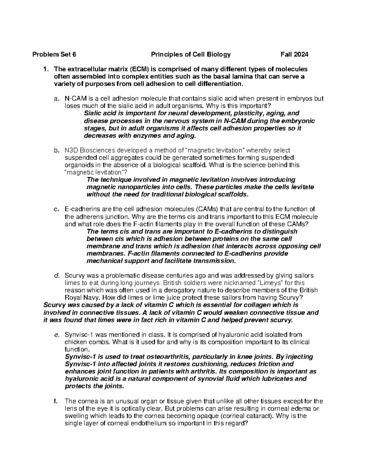 Problem Set 6 Fall 2024 - Problem Set 6 Principles of Cell Biology Fall ...