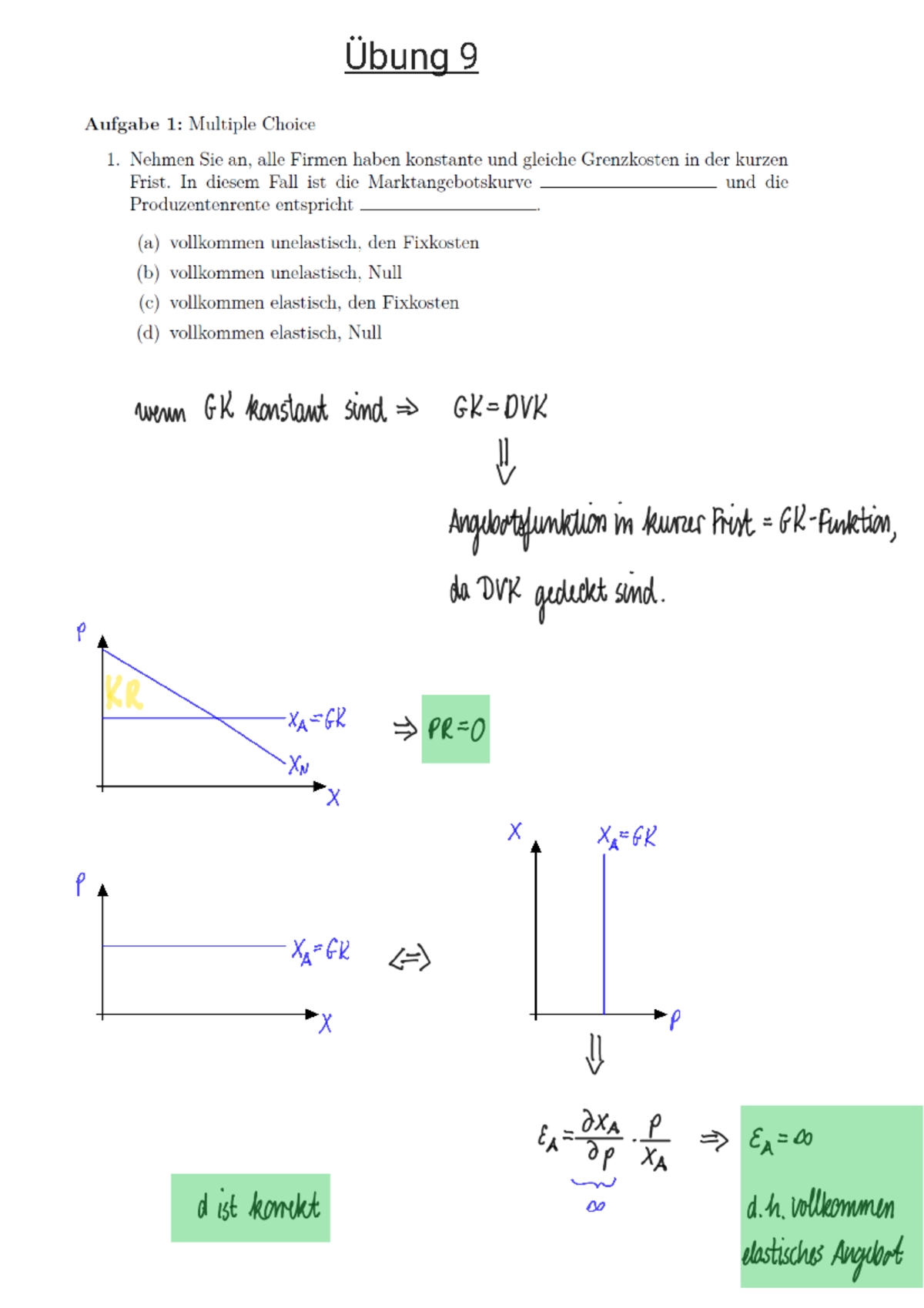 Übung 9 - Mikroökonomie 1 - Studocu