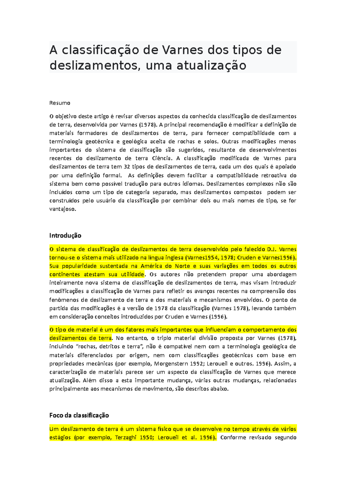 Artigo Estudar - The Varnes classification of landslide types, an ...
