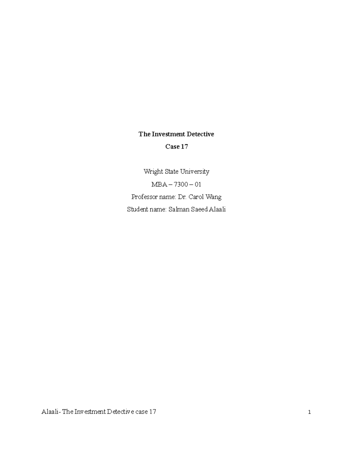 The Investment Detective Case 17 2 The Investment Detective Case 17