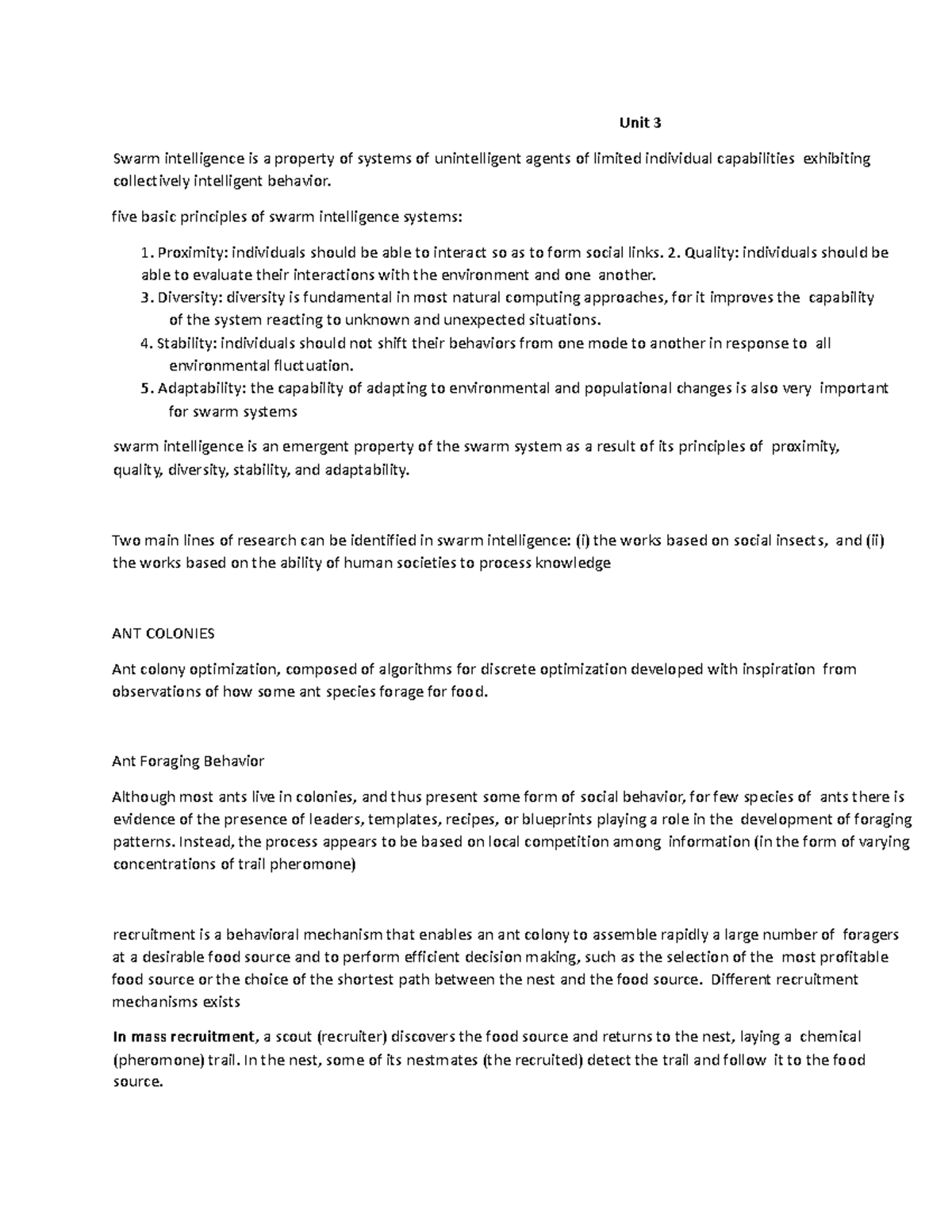 Unit 3 Nature Inspired Computing - Unit 3 Swarm intelligence is a ...