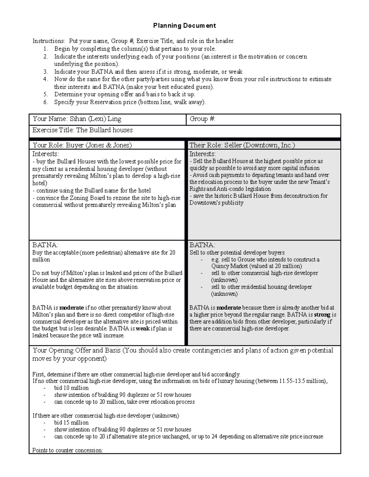 Bullard Houses Planning Planning Document Instructions Put Your Name 