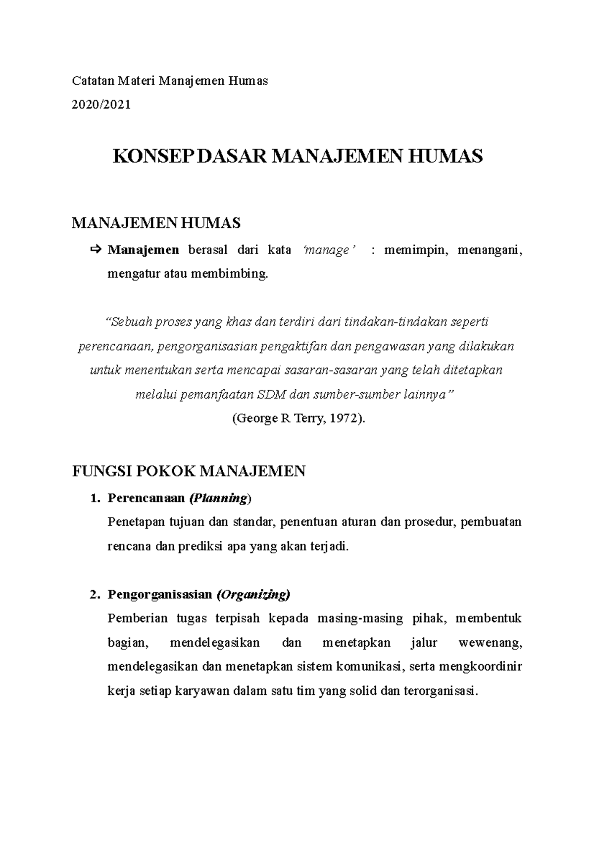 Konsep Dasar Manajemen Humas Catatan Materi Manajemen Humas Catatan Materi Manajemen Humas