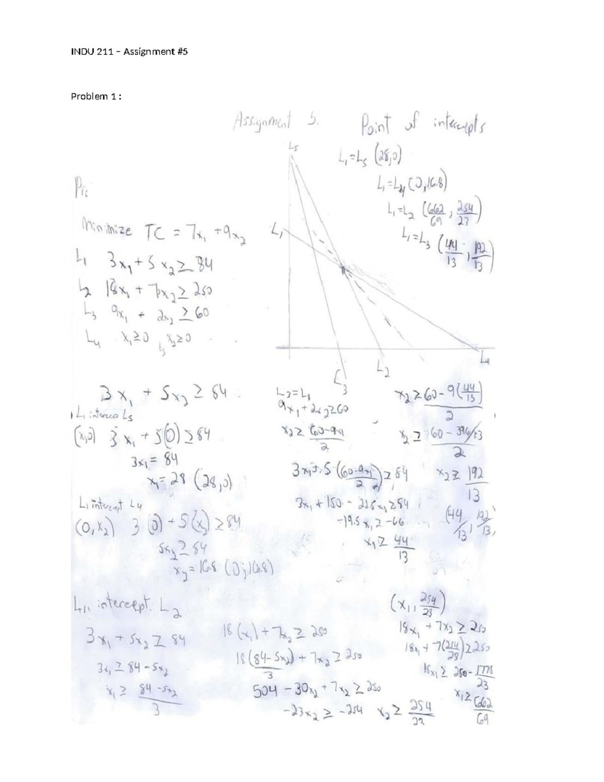 INDU 211 Assignement 5 - Exercises - INDU 211 Assignment Problem 1 ...