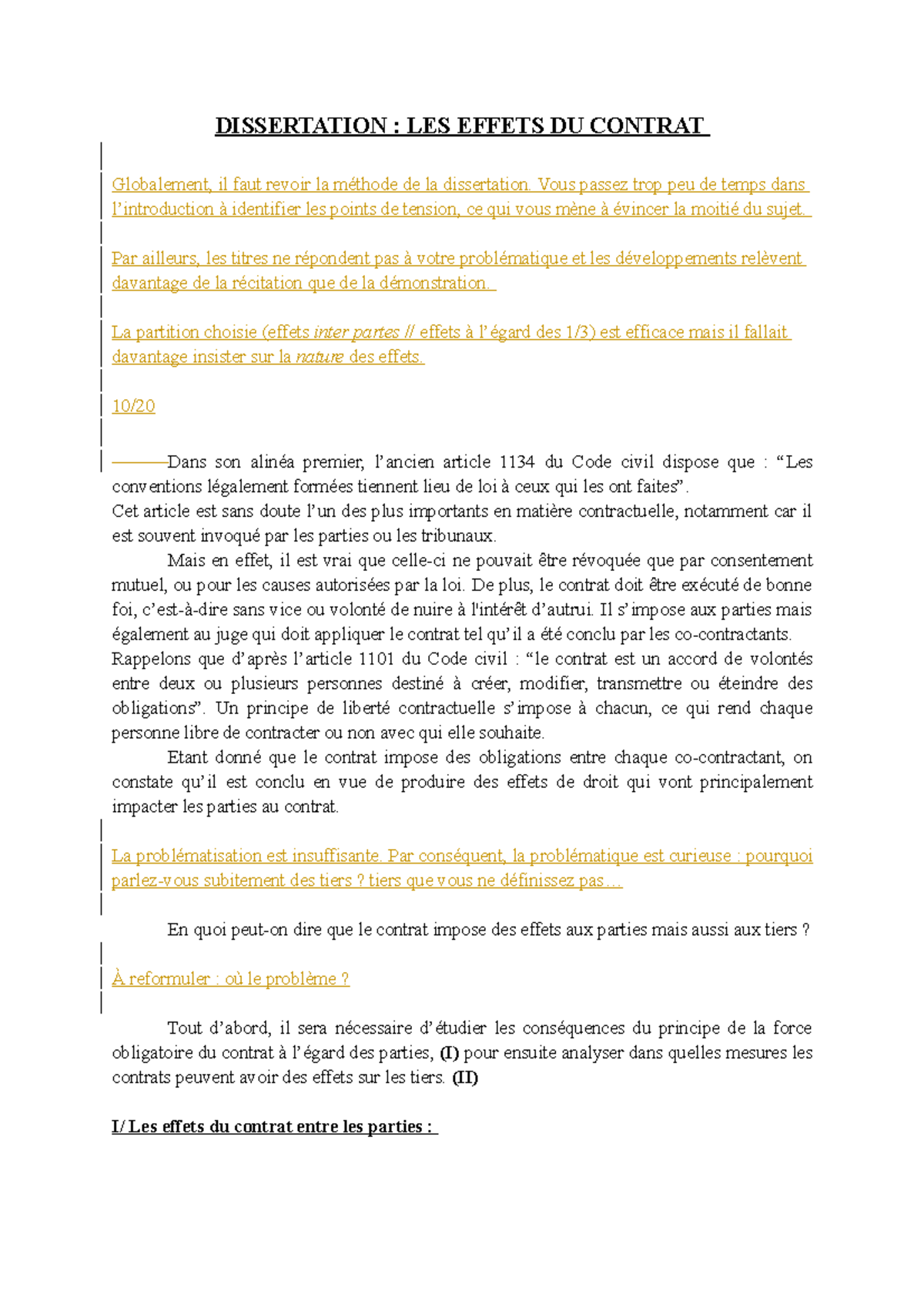 exemple dissertation droit des obligations