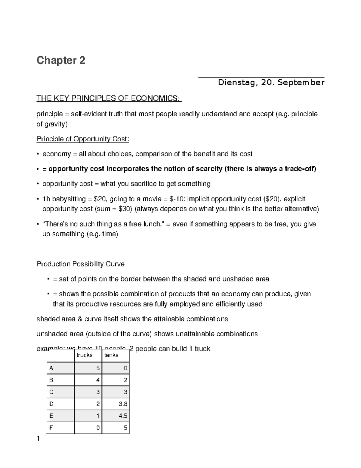 ECO105 - Lecture notes 2-13 - Chapter 2 Dienstag, 20. September THE KEY ...