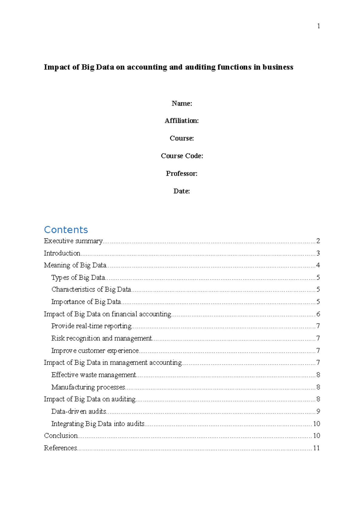 Impact of Big Data on accounting and auditing functions in business ...