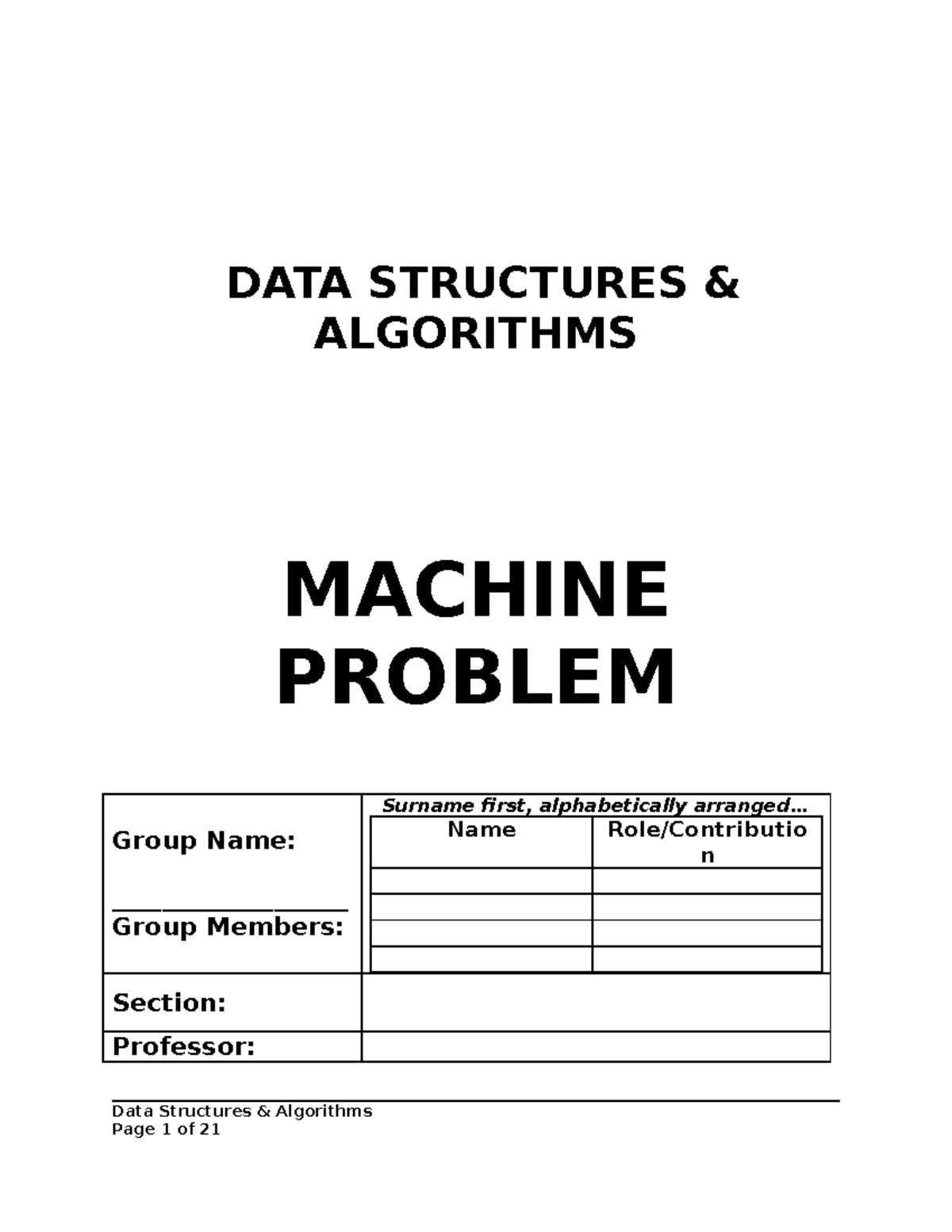 Machine Problem CCS0015 - DATA STRUCTURES & ALGORITHMS MACHINE PROBLEM ...
