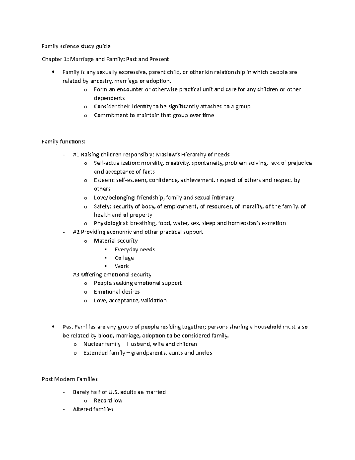 Family science study guide exam 1 - Family science study guide Chapter ...