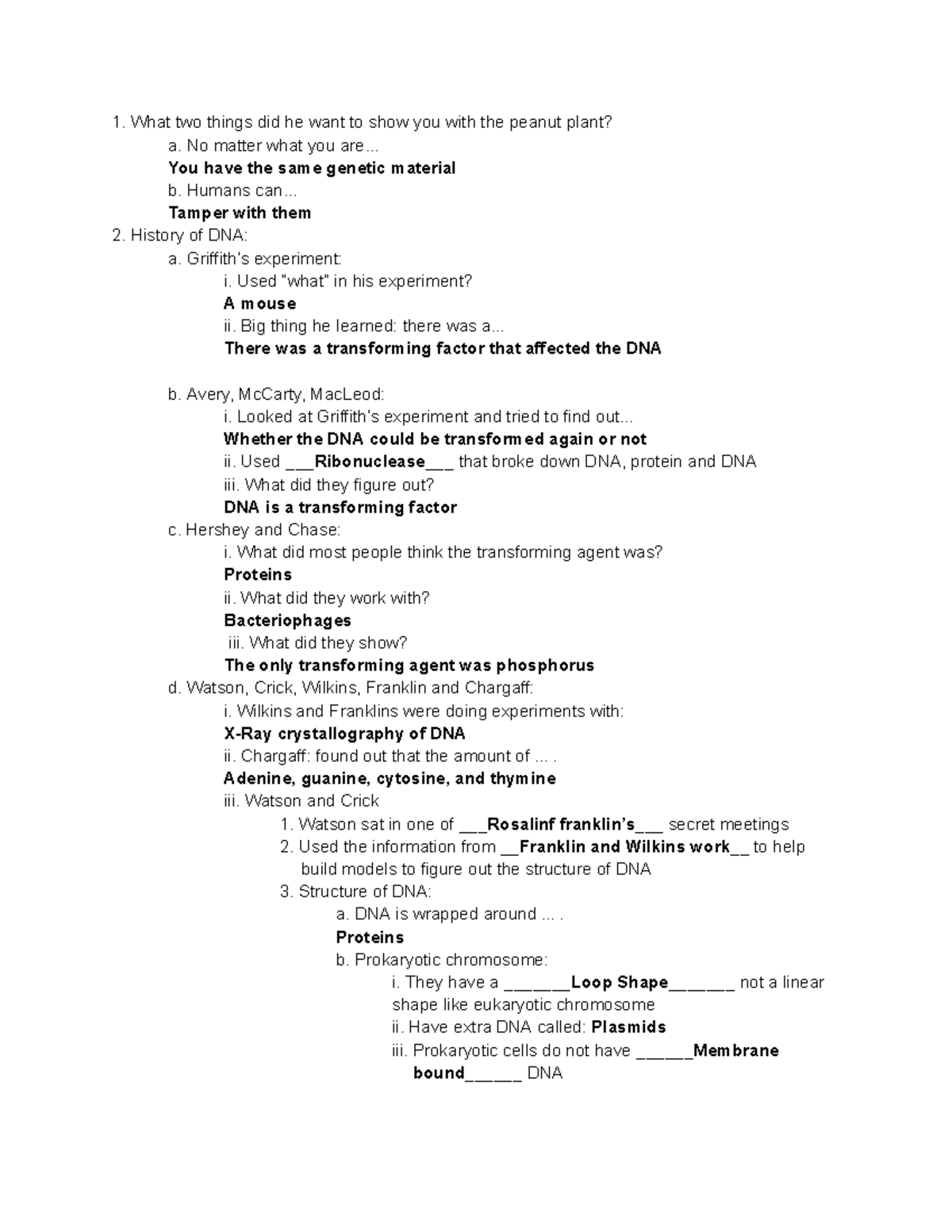 U6M1A2 Bozeman DNA and RNA Part 1 What two things did he want to