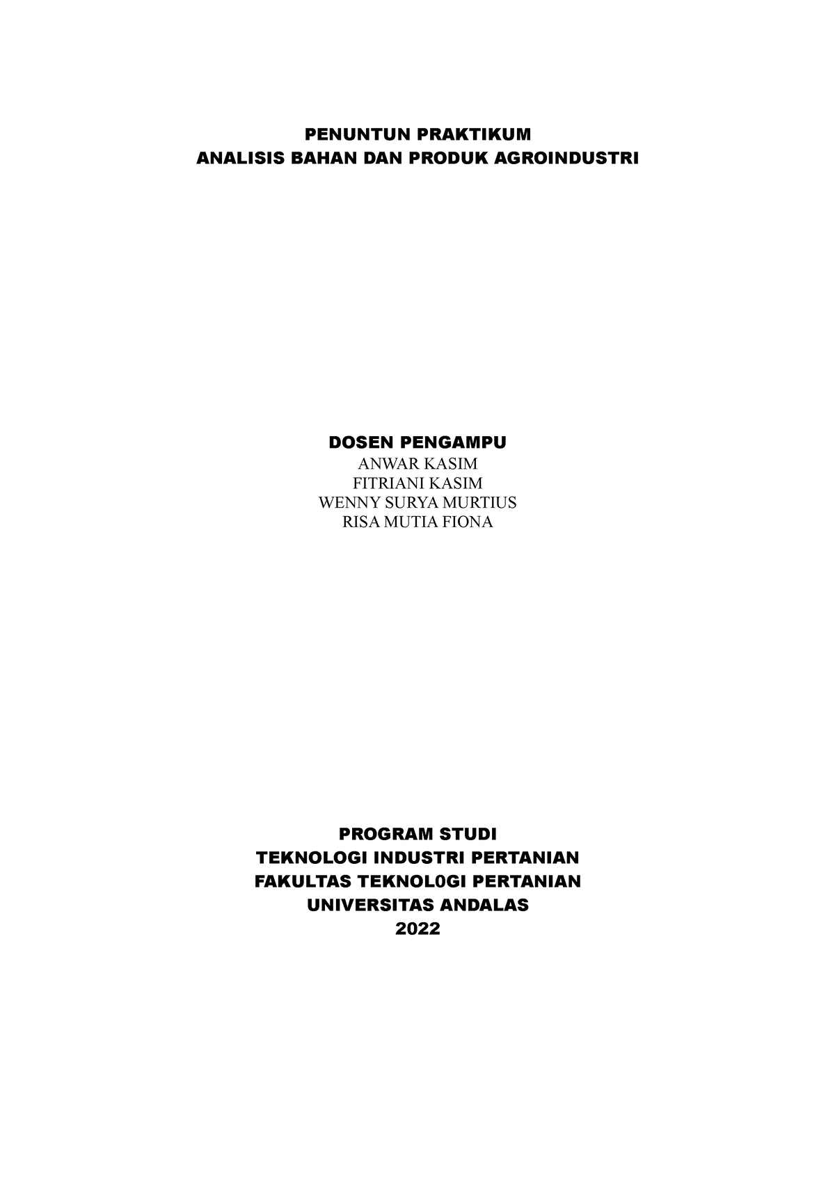 Penuntun Praktikum Analisis Bahan Dan Pengetahuan Agroindustri ...