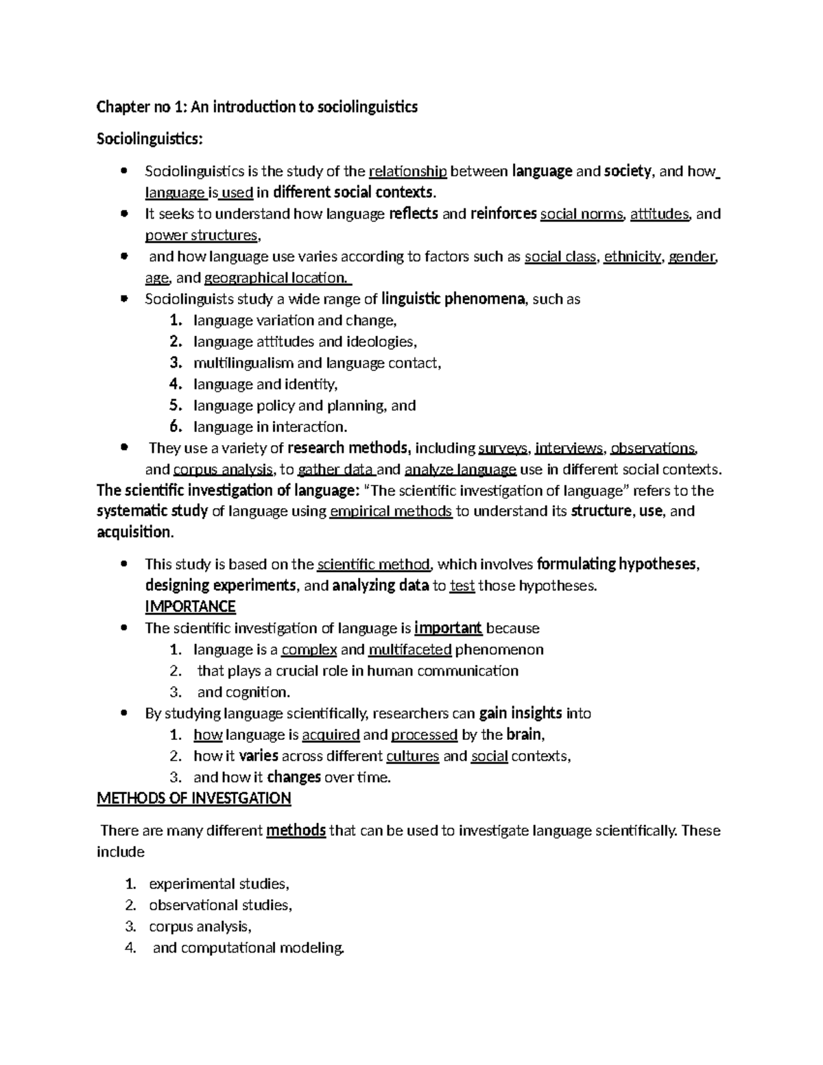Sociolinguistics Notes full - Chapter no 1: An introduction to ...