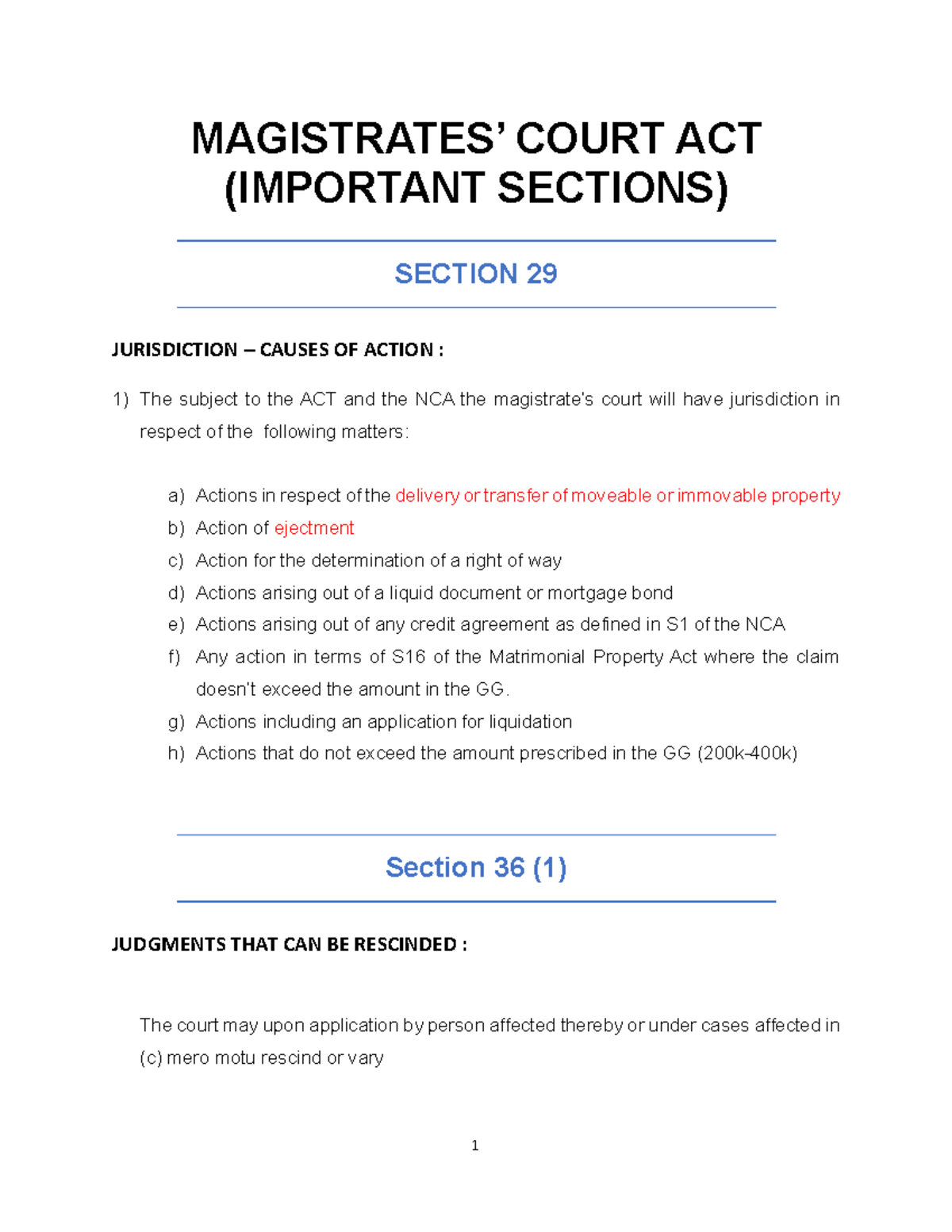 MAG Court Sections-1 240524 204128 - MAGISTRATES’ COURT ACT (IMPORTANT ...