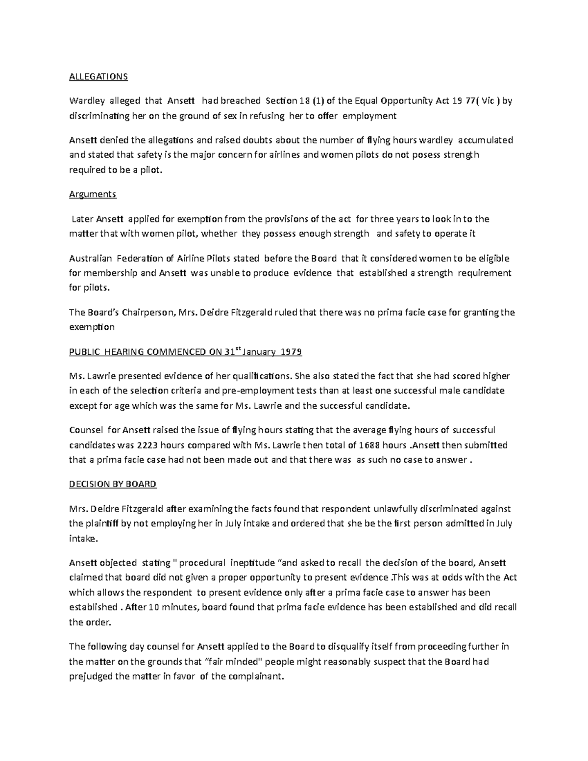 Ansett vs wardley case study ALLEGATIONS Wardley alleged that Ansett