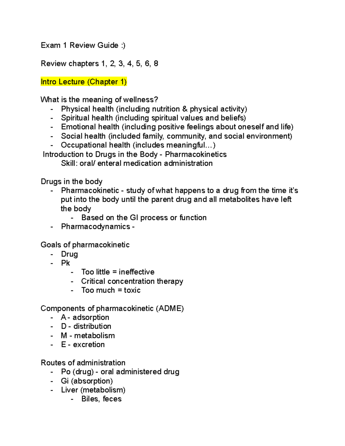 Nutrition Test Study guide .docx - Exam 1 Review Guide :) Review ...