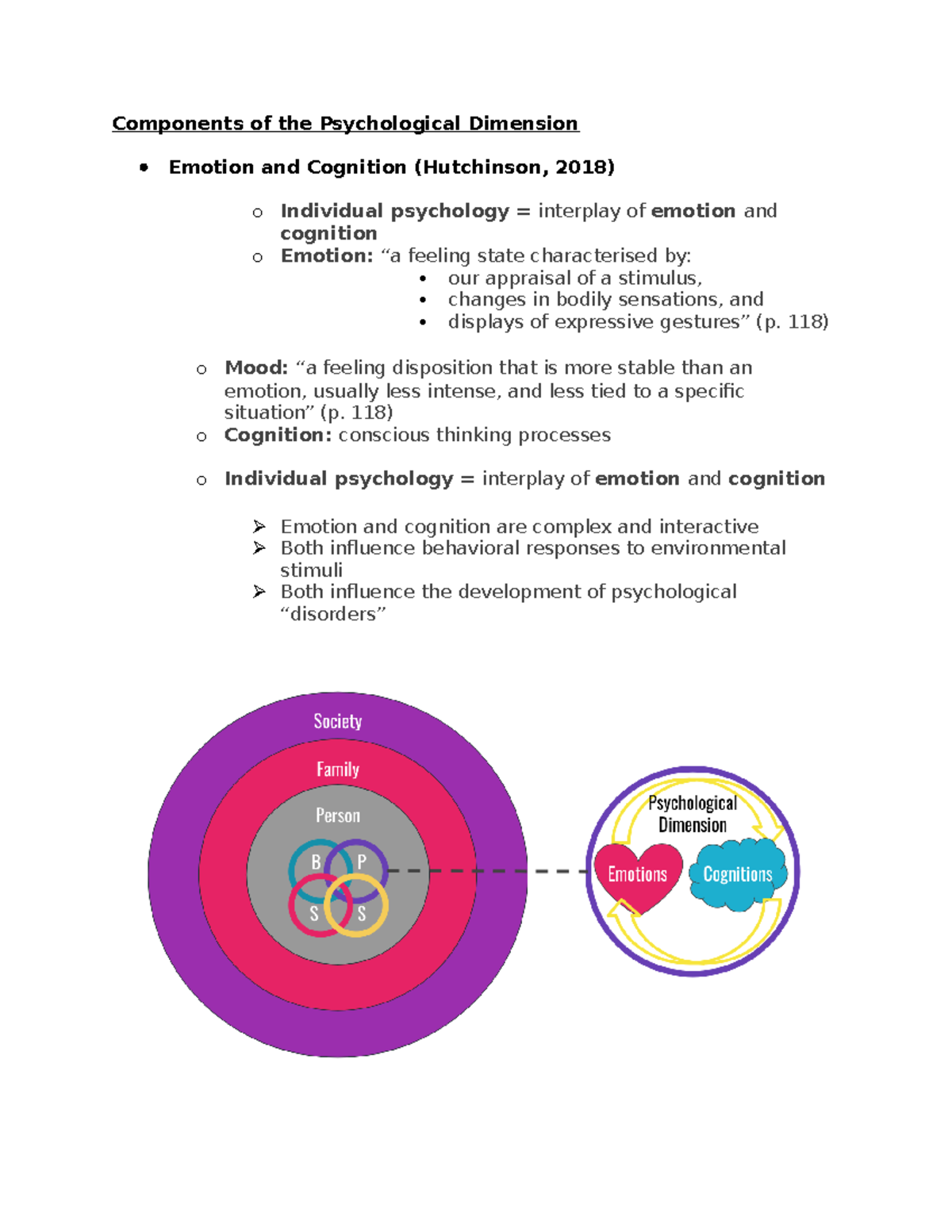 Components Of The Psychological Dimension - 118) O Mood: “a Feeling ...