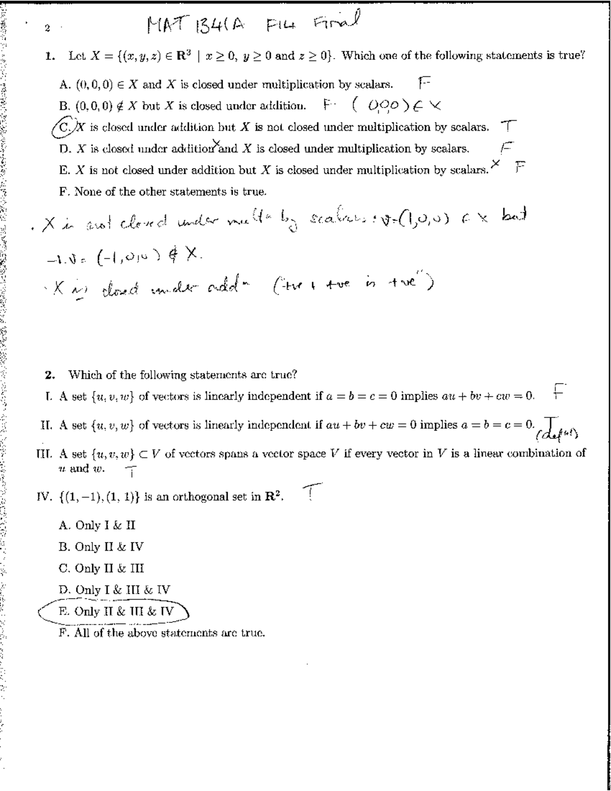 Final 2014, Questions And Answers - MAT1341 - Studocu