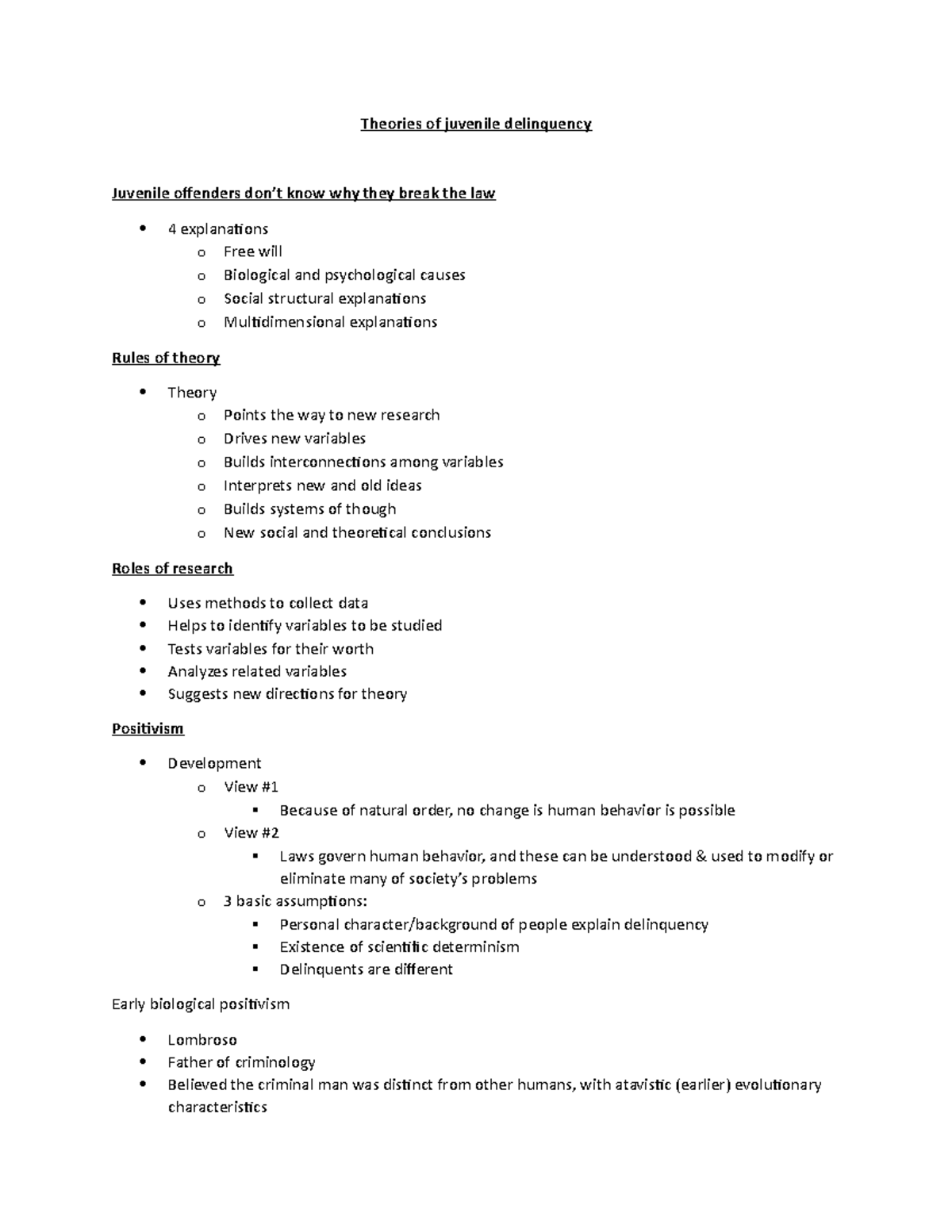 Theories of juvenile delinquency o Children must learn to control