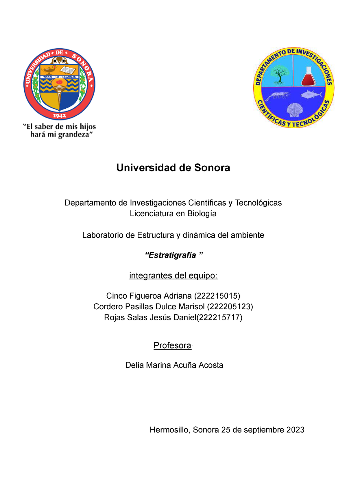 Práctica Estratigrafía - Universidad De Sonora Departamento De ...