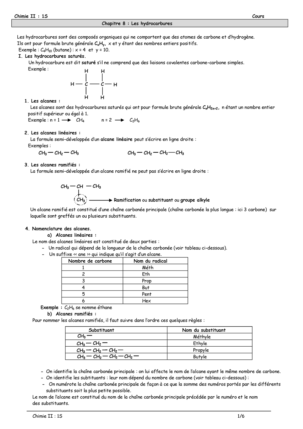 Cours-Hydrocarbures - LES HYDROCARBURES - Chimie II : 1S Cours Chapitre ...