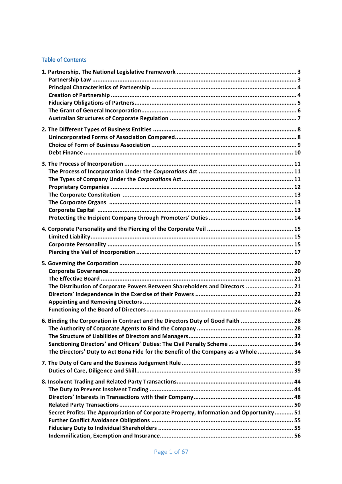 Comprehensive Laws256 Law Of Business Organisations Complete Notes ...