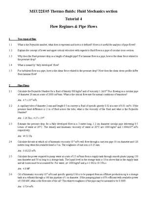 Tutorial 2 - MEU22E05 Thermo-fluids: Fluid Mechanics section Tutorial 2 ...