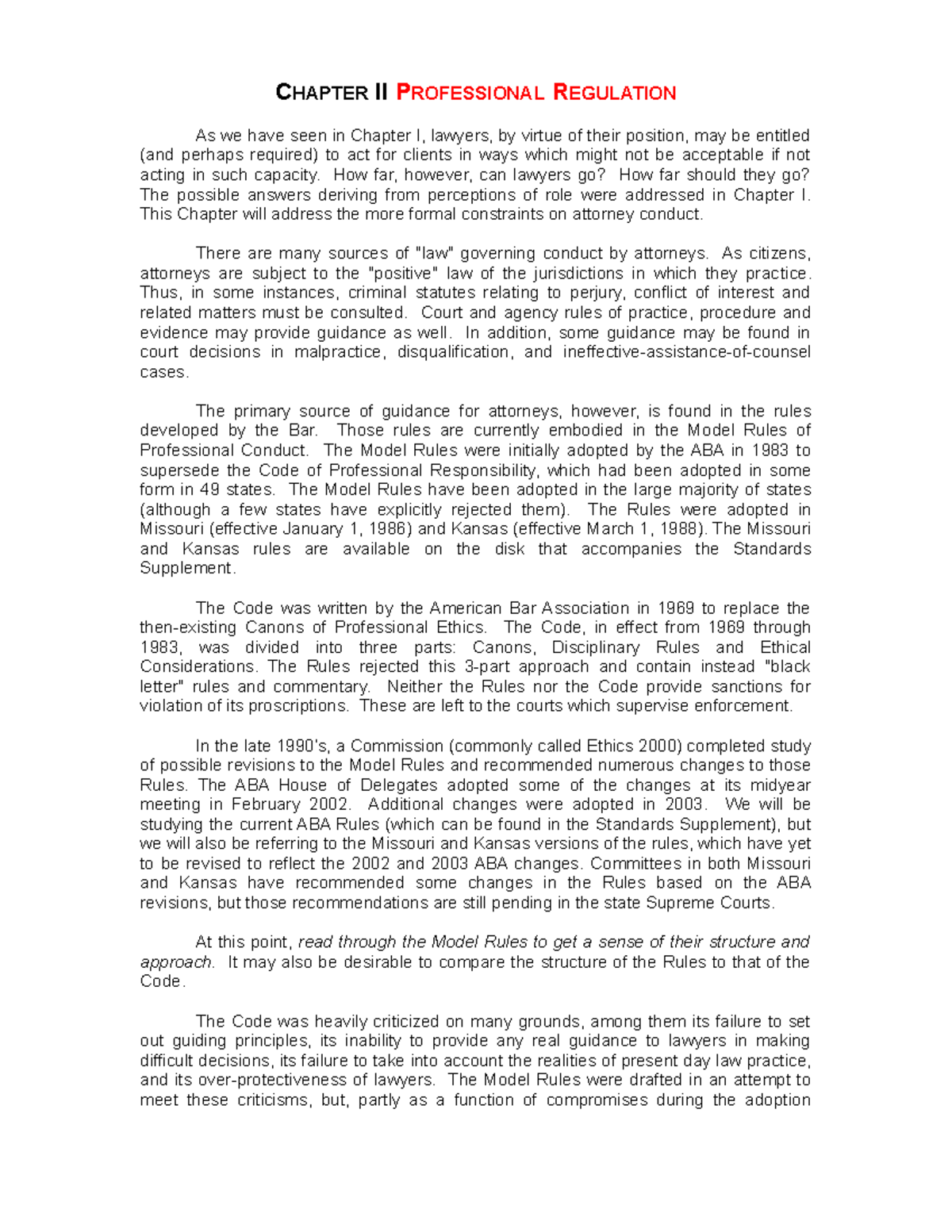 Ch02 Professional regulation CHAPTER II PROFESSIONAL REGULATION As we have seen in Chapter I