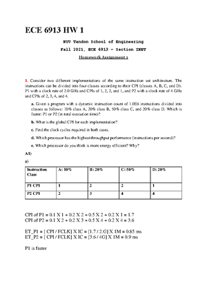 HW 1 ECE 6913 Solutions - ECE 6913 Spring 2021, HW 1 Solutions 1 ...