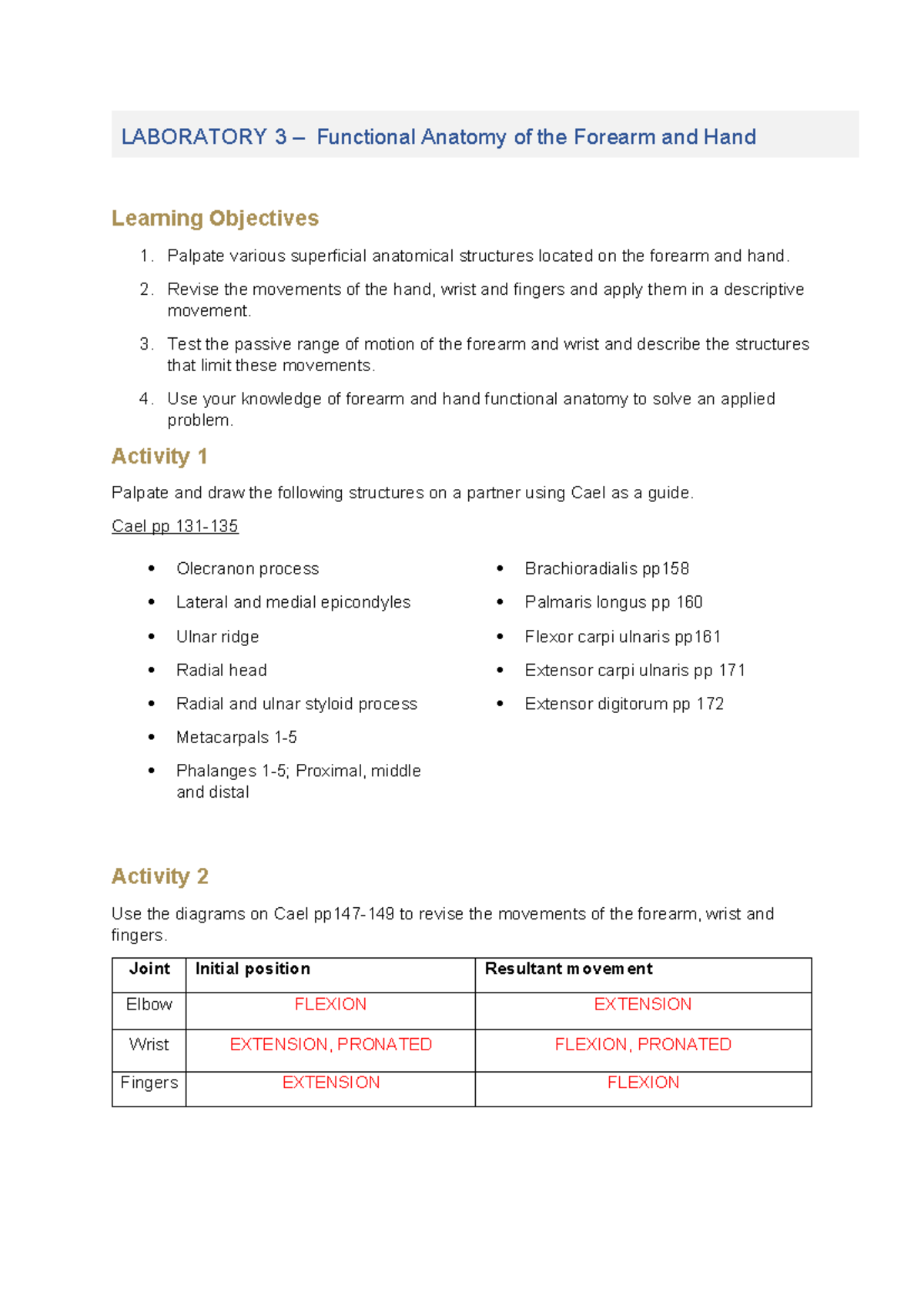Laboratory 3 upload answers - LABORATORY 3 – Functional Anatomy of the ...