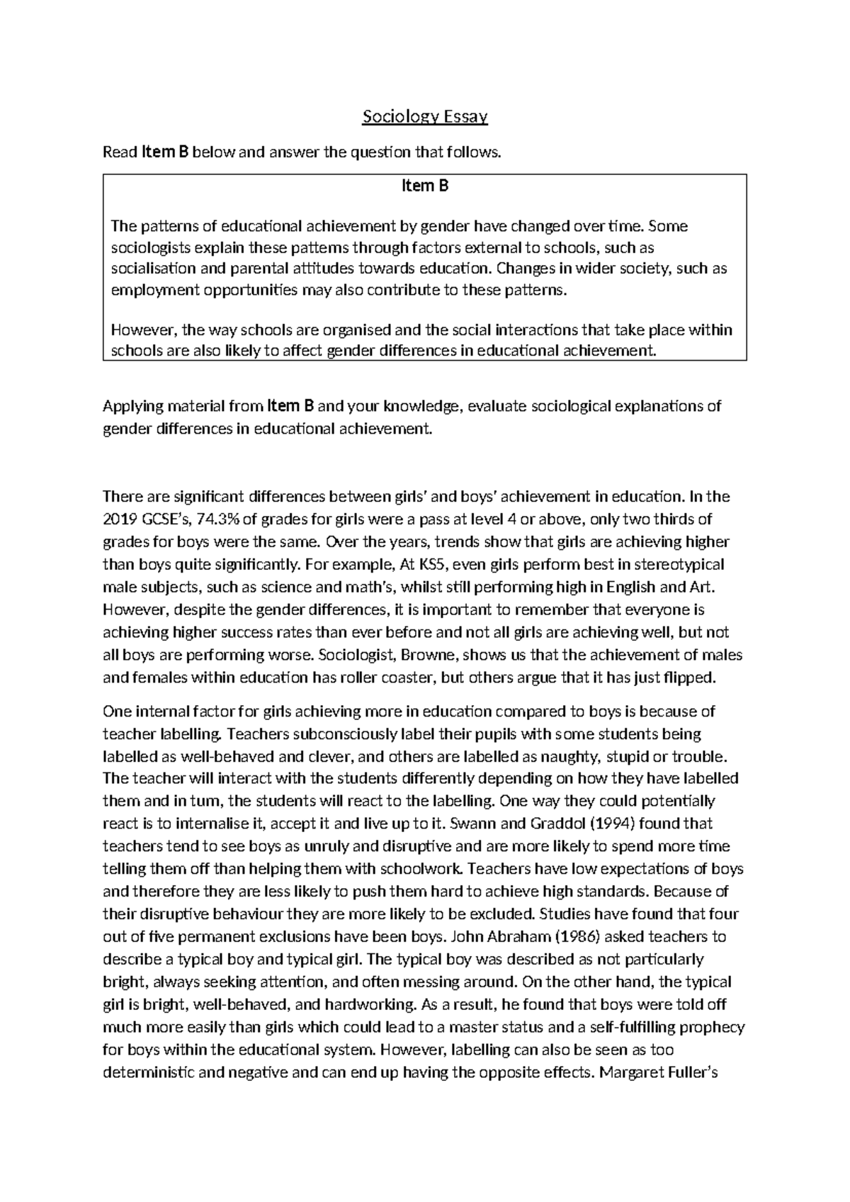 how do you evaluate a sociology essay