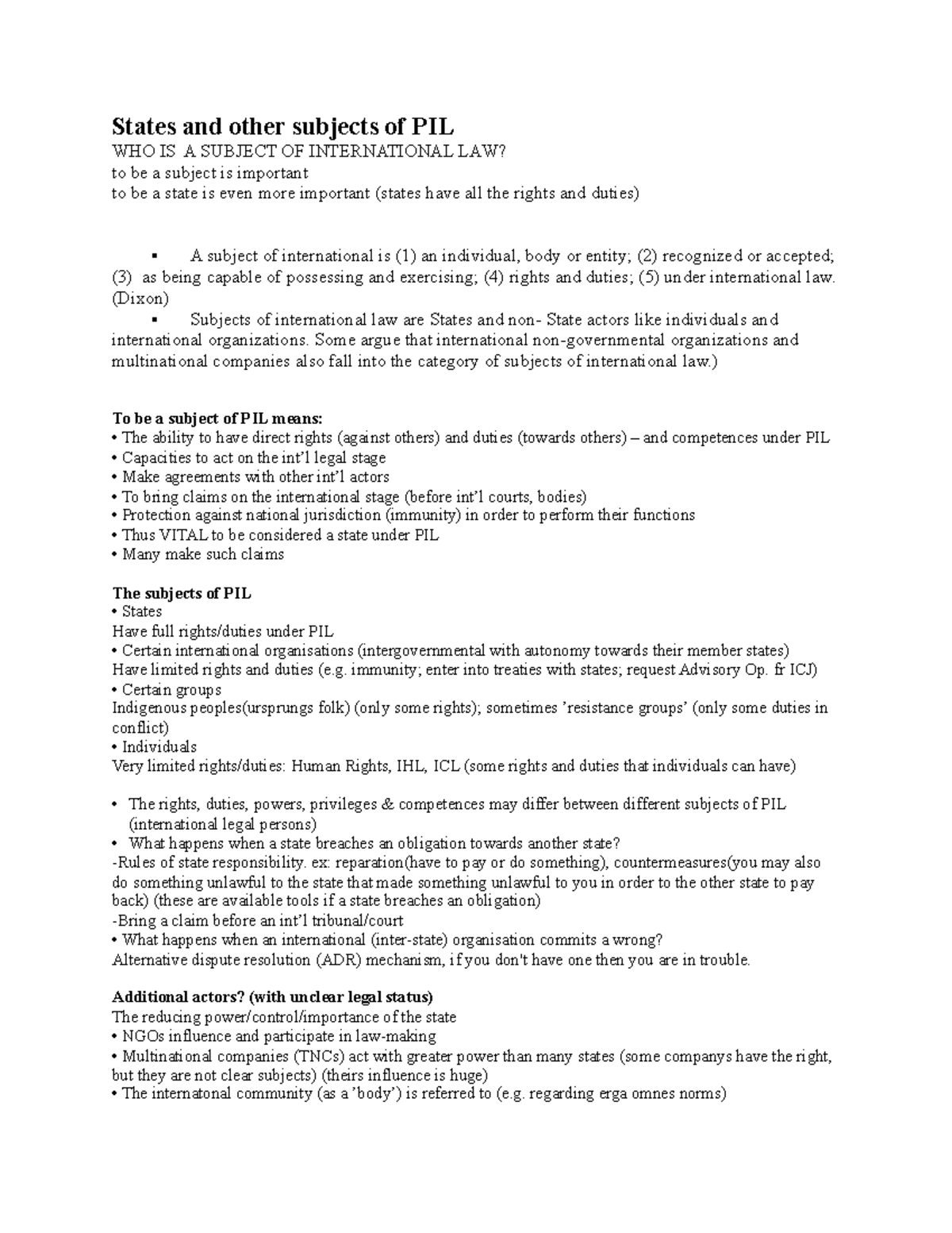 4) States and other subjects of PIL - (Dixon) Subjects of international ...