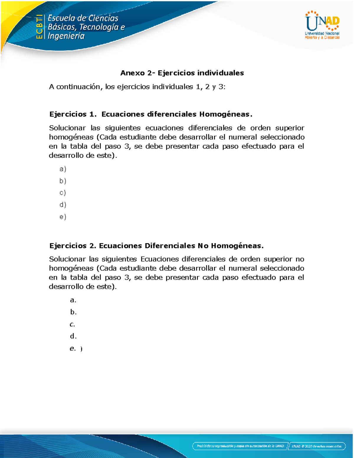 Anexo 2 Ejercicios A Desarrollar - Tarea 2 - Anexo 2- Ejercicios ...