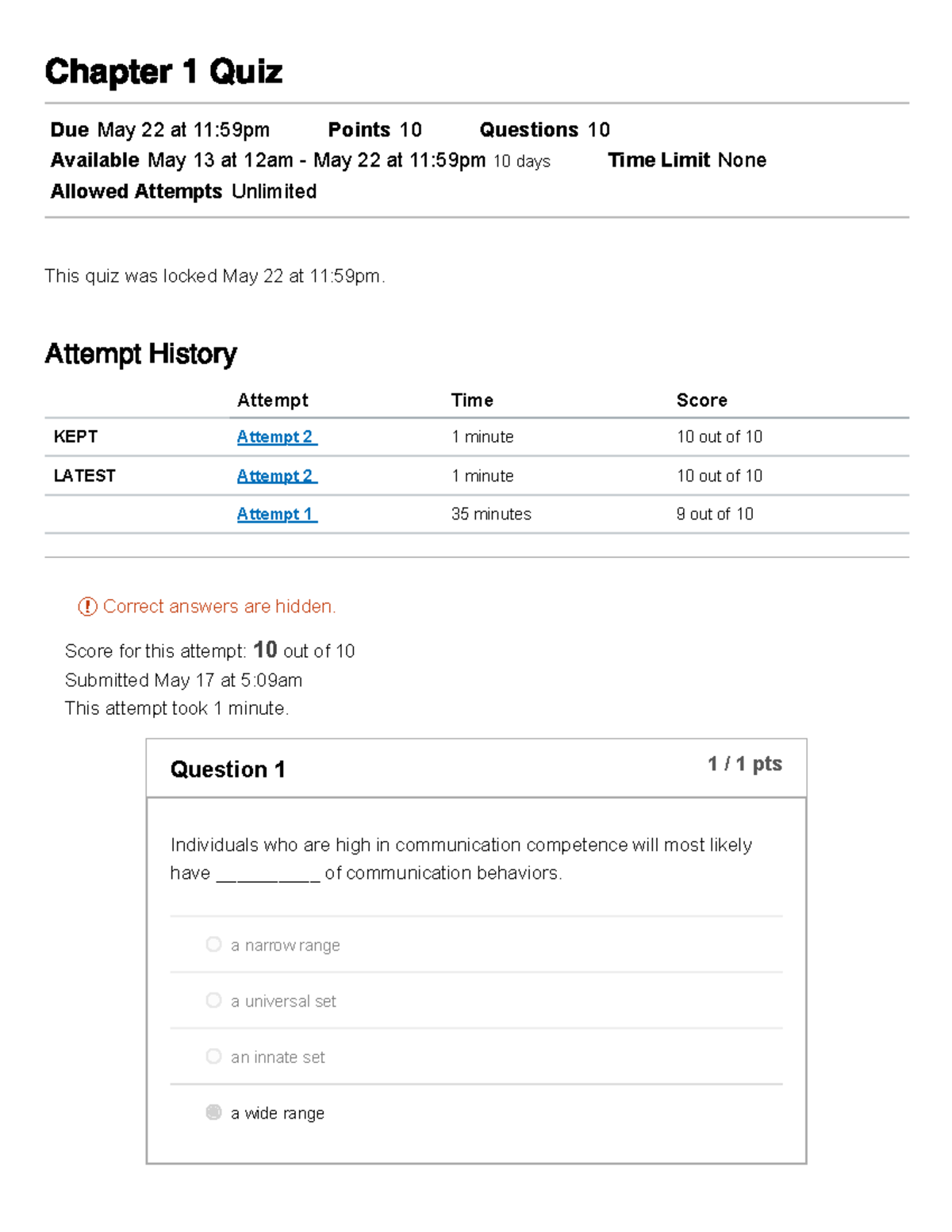 Chapter 1 Quiz 6223-SPCH-1311-Intro To Speech Comm-MIN-11919 - Chapter ...