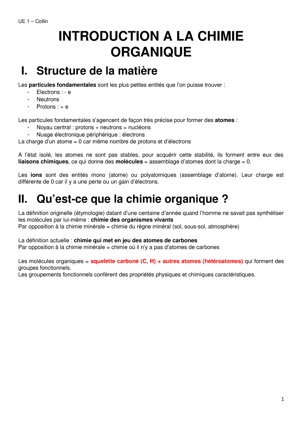 Ch 1 Introduction A La Chimie Organique Studocu