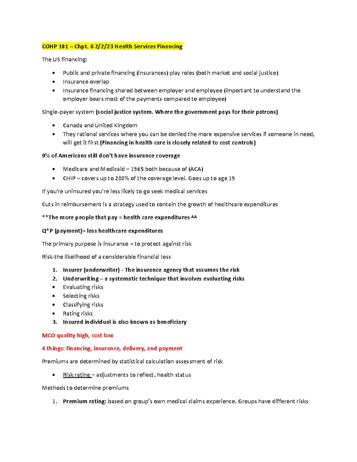 COHP 101 Chapter 6-2 - Tracy Glentz - COHP 101 – Chpt. 6 2/2/23 Health ...