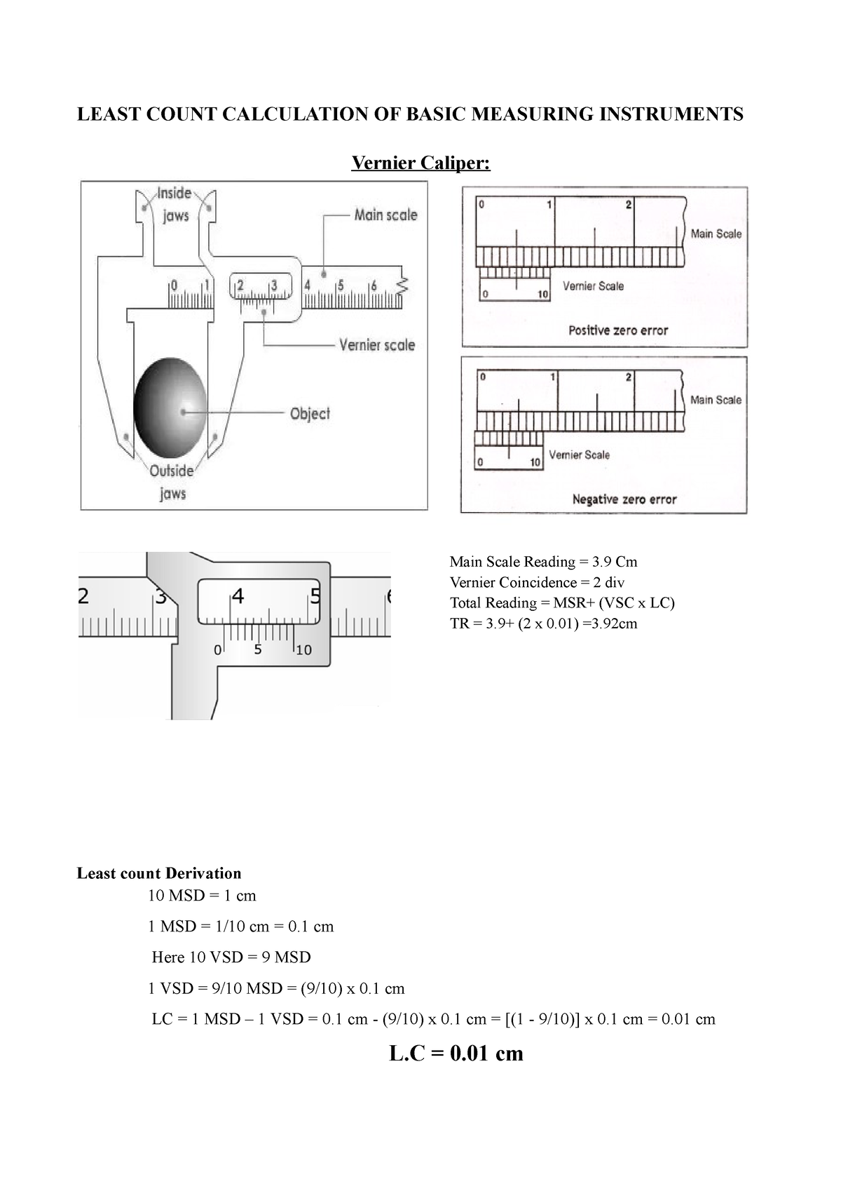 Physics lab manual PC 18161 LEAST COUNT CALCULATION OF BASIC