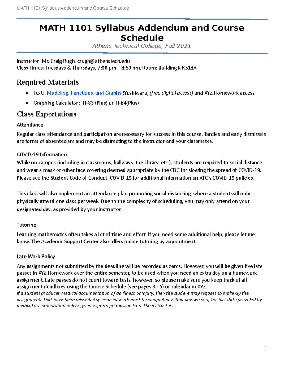 MATH 1101 Syllabus Addendum- Fall 2021(1)(1) - MATH 1101 Syllabus ...
