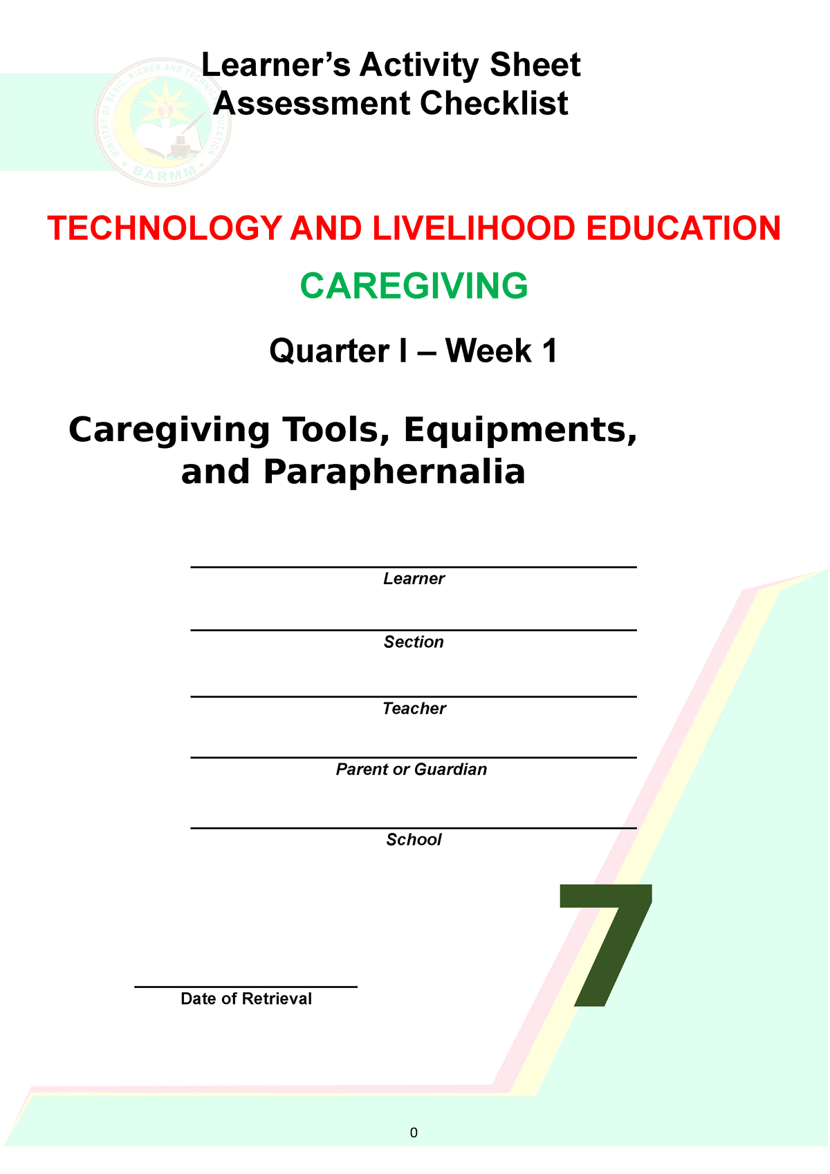 T.L.E. 7 Q1 W1 - To Share A Doc - Learner’s Activity Sheet Assessment ...