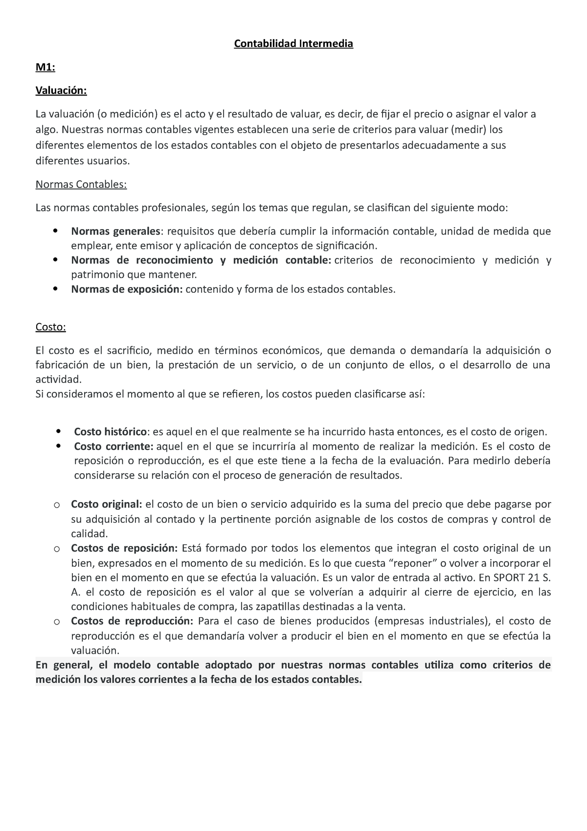 Contabilidad Intermedia M1 M2 Contabilidad Intermedia M1 Valuación La Valuación O Medición 7755