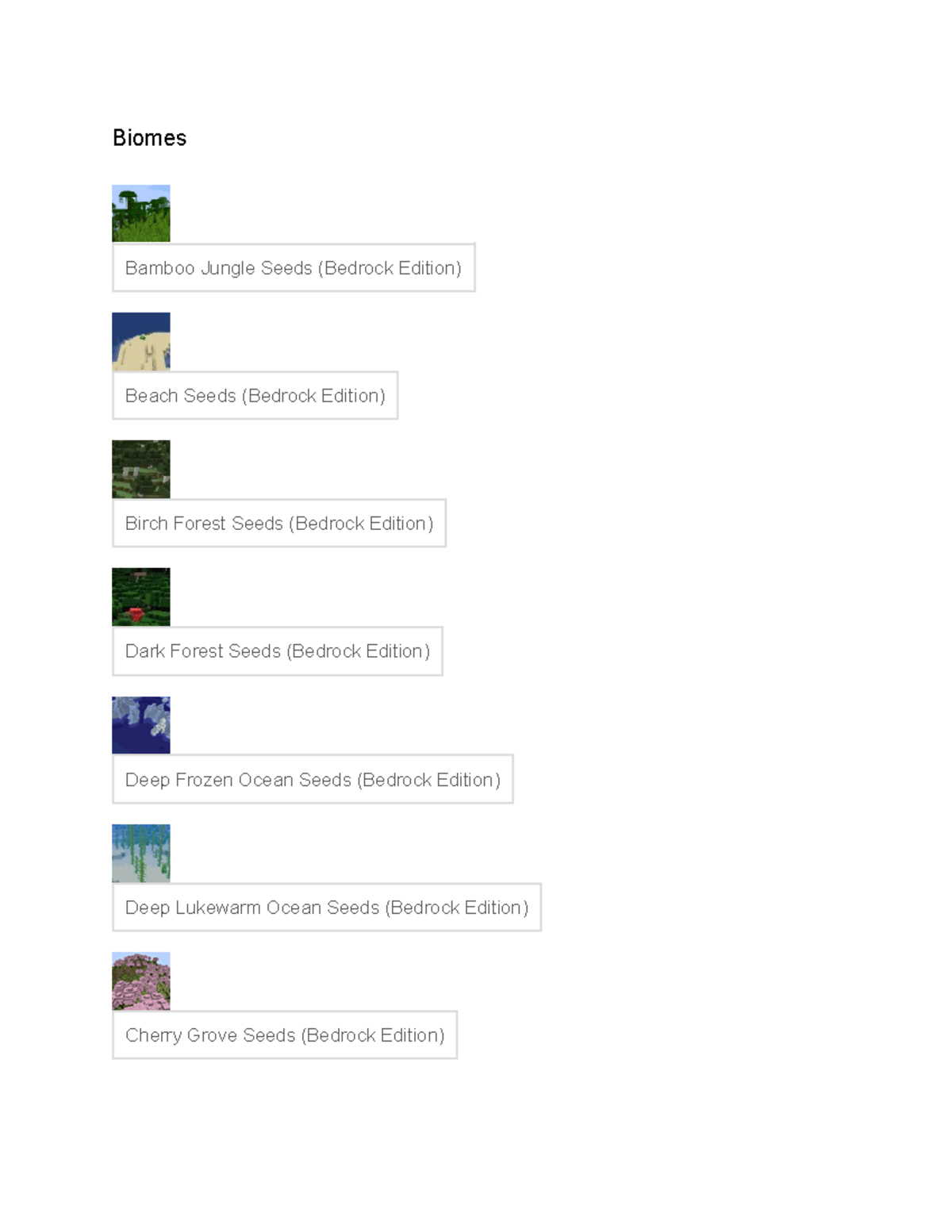 Biomes - evfgaw - Biomes Bamboo Jungle Seeds (Bedrock Edition) Beach ...