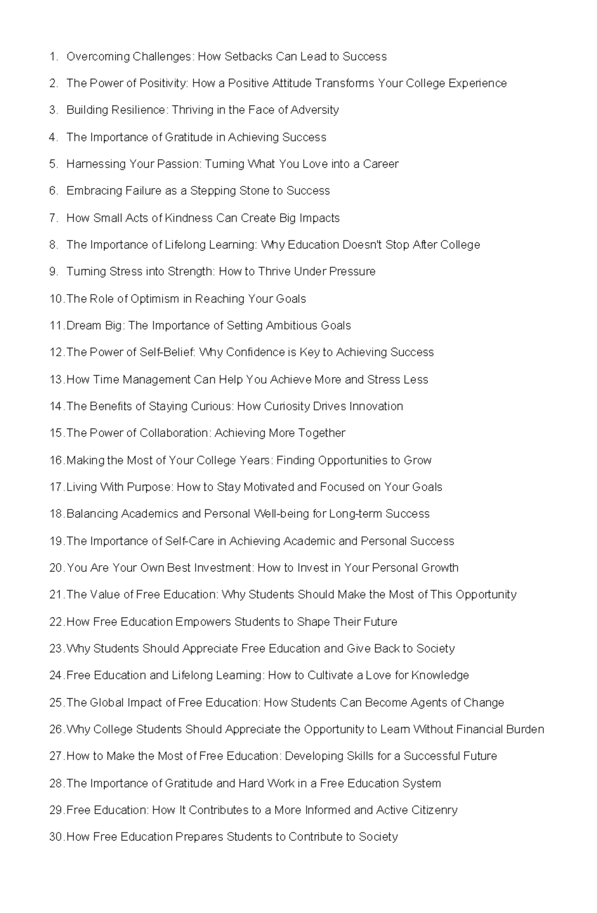 Here are the topics for your extemporaneous speech - Overcoming ...